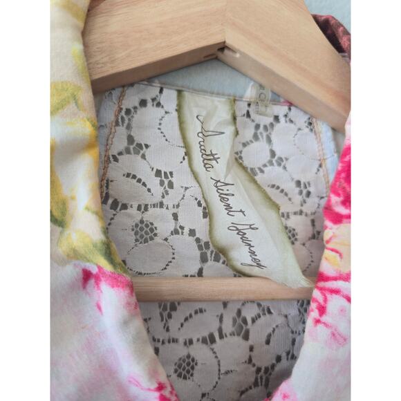 Aratta Silent Journey Floral Embroidered Tunic Shirt Dress Size L Boho Chic - Picture 6 of 12